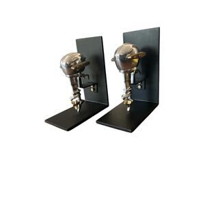 Pendulux Nautical Themed Outboard Motor Engine Bookends in Aluminum Set of 2